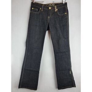 Coogi Womens Size 11/12 Black Denim Blingy Cotton Spandex Straight Leg Jeans